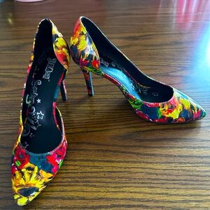 Brash multi color floral heels